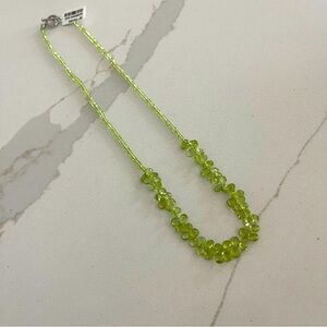 NWT peridot briolette and faceted bead necklace.